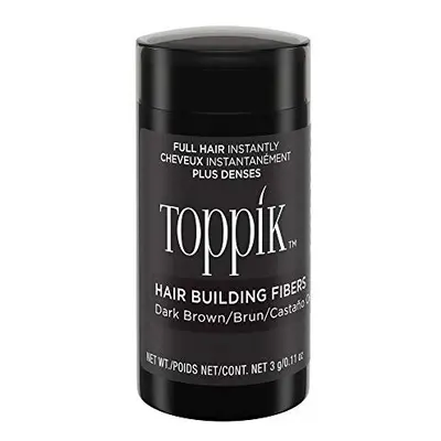 Toppik Hair Building Fibres Powder, Dark Brown, Keratin-Derived Fibres for Naturally Thicker Loo