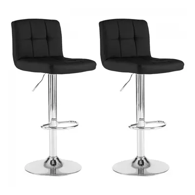 Neo 2x Black Faux Leather Cuban Swivel Bar Stools