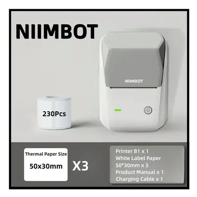 (Gy 50x30 Rolls) Niimbot B1 Label Printer Portable Handheld Thermal Printer Mini Barcode QR Code