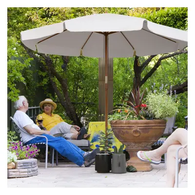 Outsunny Garden Parasol Patio Umbrella with Ruffles Cream White