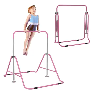 HOMCOM Kids Gymnastic Bar w/ Adjustable Height, Foldable Training Bar - Pink