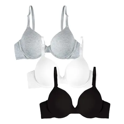 Fruit of the Loom Women's T-Shirt Bra Black/White/Grey Heather 34B