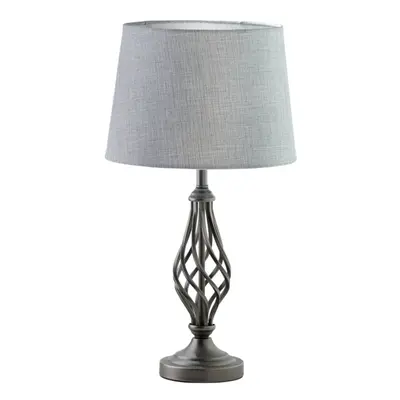 Queenswood Pewter Table Lamp with Grey Shade