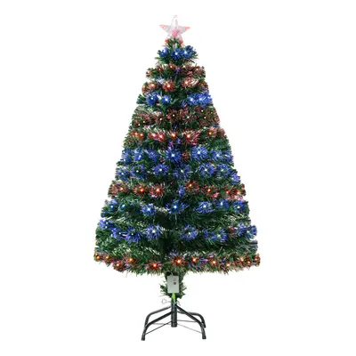 HOMCOM 4FT Prelit Artificial Christmas Tree Fiber Optic Xmas Decoration, Green