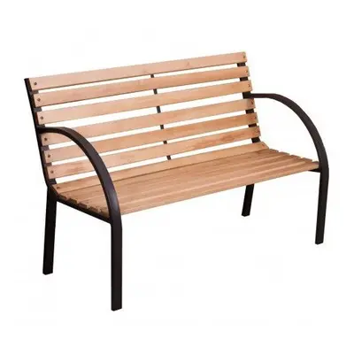 2 Seater Garden Bench Wood Slats Cast Iron