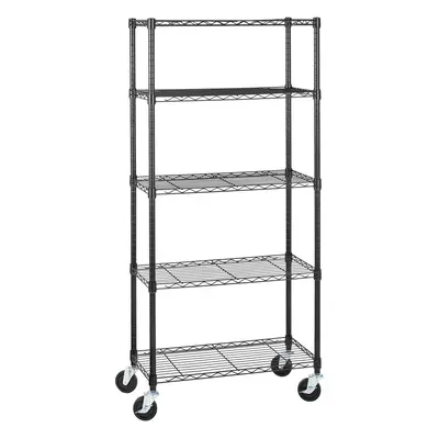 Amazon Basics 5-Shelf Adjustable Heavy Duty Storage Shelving Unit on 4'' Wheel Casters Metal Org