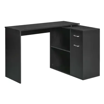 HOMCOM Computer Desk Rotating Dining Table W/ Storage Shelf Black