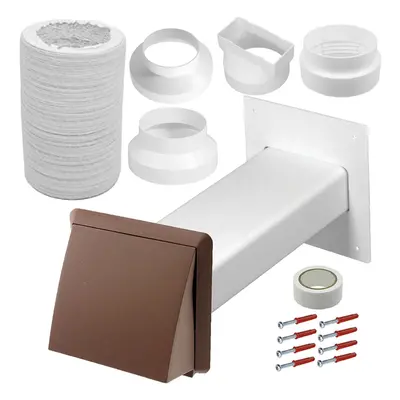 Cooker Hood External Vent Kit 4" 5" 6" 100mm 125mm 150mm Universal Exterior Wall Ducting Set (Br