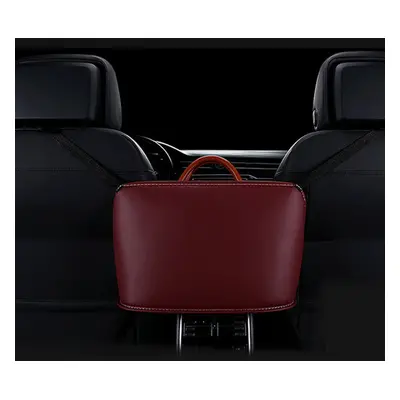 (Red) Leather Car Seat Storage Receive Bag 41*27cm