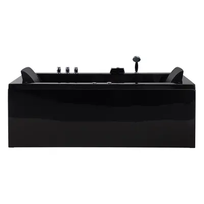 Left Hand Whirlpool Bath with LED x mm Black VARADERO