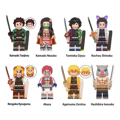 8pcs/Set Demon Slayer Blade Inosuke Tanjiro Nidou Assembled Children' Minifigure