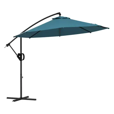 Outsunny 3(m) Cantilever Parasol with Cross Base, Crank Handle, Tilt, Blue