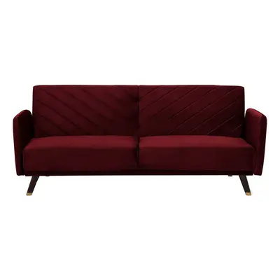 Velvet Fabric Sofa Bed Red SENJA