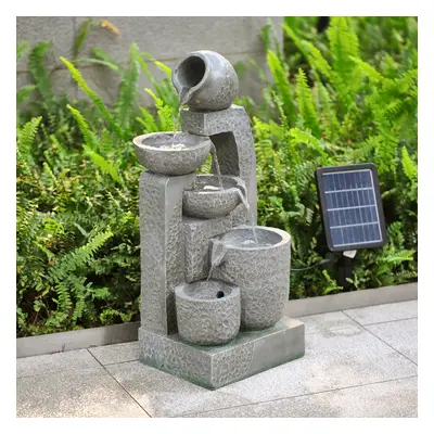 (28cm W x 22cm D x 64cm H) Cascade Solar-powered Water Fountain for Outdoors