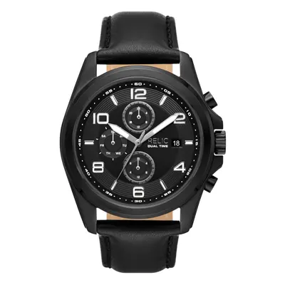 Relic by Fossil Men's Daley Multifunction Black Leather Watch (Model: