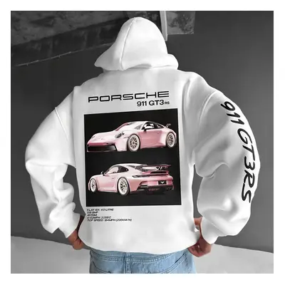 (White 3, M) Porsche Hoodie, Car Sweatshirt Hoodie, Unisex Oversize Hoodie Shirt Top