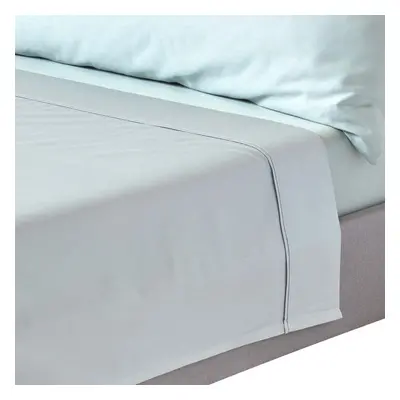 (Super-King, Duck Egg Blue) Organic Cotton Flat Sheet Thread Count Equivalent Bed Sheet