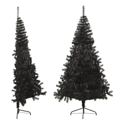 vidaXL Artificial Half Christmas Tree with Stand Black cm PVC Xmas Tree