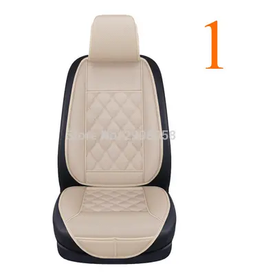 (1 seat beige) Waterproof PU Leather Car Seat Cover Protector Mat Universal Front Backret