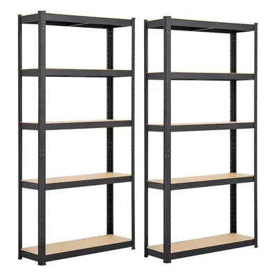 2 x Heavy Duty Black Tier Garage Shed Storage Shelves Shelving Units Metal Boltless Industrial R