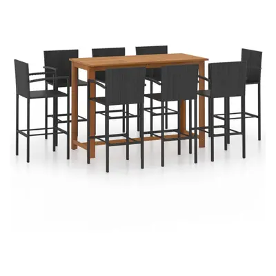 vidaXL Garden Bar Set Piece Black Bistro Table and Chairs Outdoor Furniture