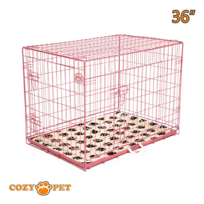 Dog Cage inch Pink Puppy Crate Cozy Pet Travel Crates inc Vet Bedding