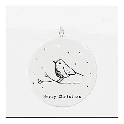 East of India Christmas Robin Hanging Decoration - Flat Porcelain Ornament