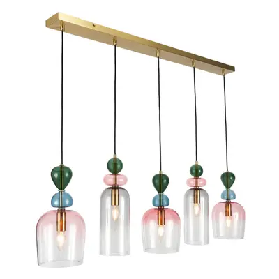 Visconte Vietri Ceiling Pendant Bar Light With Glass Shades - Brass