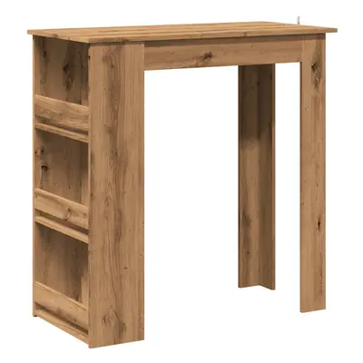 (artisan oak) vidaXL Bar Table with Storage Rack Bar High Table Pub Table Engineered Wood