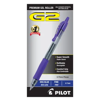 Pilot G2 Premium Gel Roller Pens Fine Point 0.7 mm Iris Blue Pack