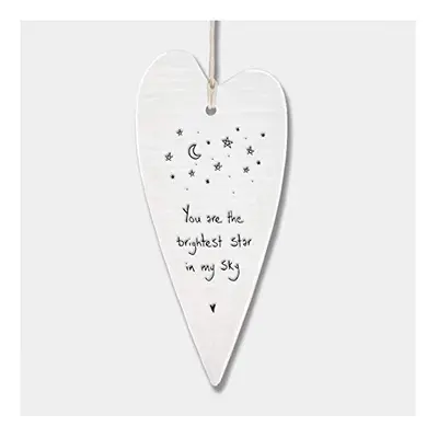 East of India Wobbly White Porcelain Heart You are the brightest star in my sky 13.7 x 6cm