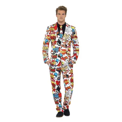 Smiffys Men Comic Strip Suit Adult Sized Costume Red & White - US