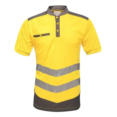 (2XL, Yellow/Grey) Regatta Mens Tactical Hi Vis Polo Shirt