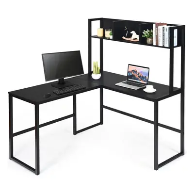 L-Shaped Corner Computer Desk Large PC Table Workstation with Storage Bookcase