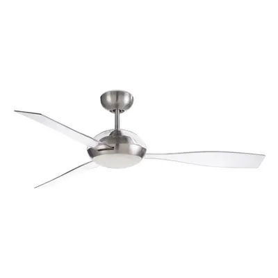 LEDS C4 Sirocco Blade 132cm Ceiling Fan with LED Light Satin Nickel, Tranparent Blades