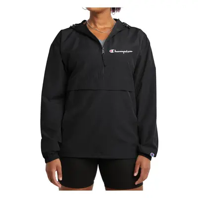 Champion Windbreaker Packable Wind and Water-Resistant Jacket for Women Black Small Script