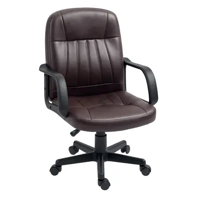 HOMCOM PU Leather Office Chair Swivel Home Computer Desk Chair, Dark Brown