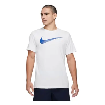 Nike Dri-FIT Mens Swoosh Training T-Shirt (Medium) White/Blue