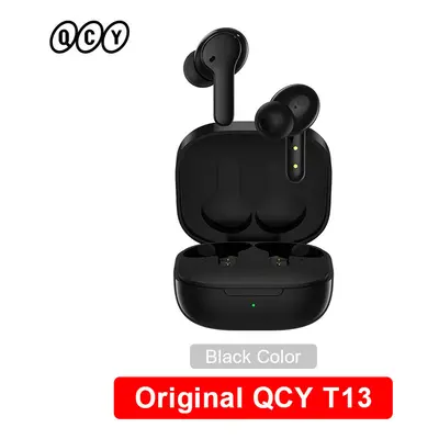 (QCY T13 Black) QCY T13 Wireless Smart Headphone BT5.1 TWS Earphone Mic ENC HD Call