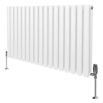 (600mm x 1020mm, White) Oval Column Designer Radiator & TRV Valves