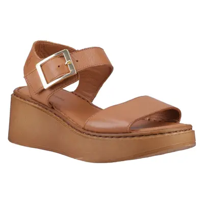 (Brown, (Adults')) Hush Puppies Beatrix Wedge Leather Women's Tan Sandals