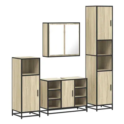 (sonoma oak) vidaXL 4ÃÂ Piece Bathroom Furniture SetÃÂ Black Engineered Wood bathroom cabinet