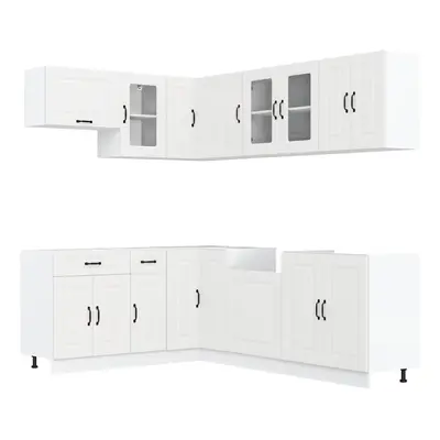 (white) vidaXL Piece Kitchen Cabinet Set Kalmar Smoked Oak Engineered Wood