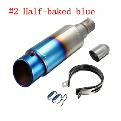 (GrilledÂ Blue) 38-51mm Stainless Steel OR Carbon Exhaust Muffler Pipe Silencer Motorcycle Stree