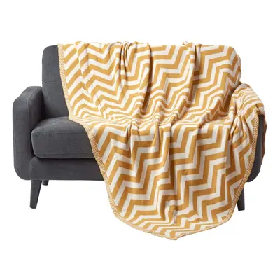 (Yellow, x cm) Chevron Cotton Knitted Throw