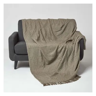 (Brown, x cm) Malda Cotton Throw with Tassels