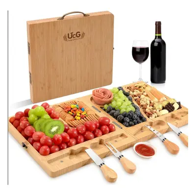 (Bamboo and wood 30.5*30.5*4cm, Square) Bring A Handicap Cheese Tray Solid Wood Chopping Board H