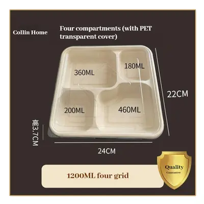 (1200ml four grid+PET cover) (100) Disposable Multi -Latter Box Purchibutic Can Be Deductable Ri