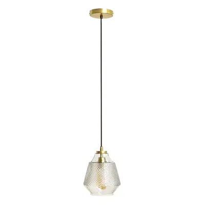 Aurelian Modern Vintage Brass & Black Pendant with Glass Shade + E27 4W LED Filament Shaped Bulb