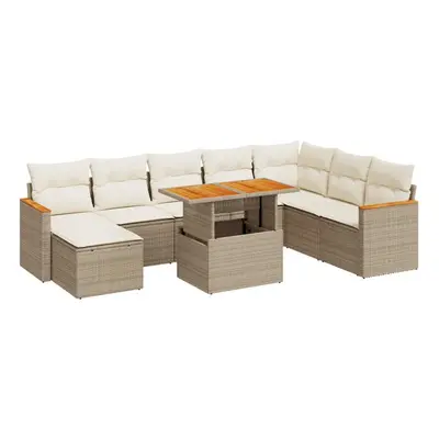 (beige and cream) vidaXL Piece Garden Sofa Set with Cushions Beige Poly Rattan Acacia